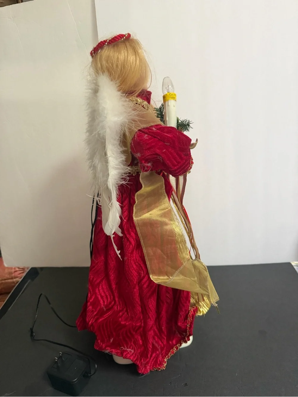 VTG Christmas Angel with Light Candle Animated Doll 23”